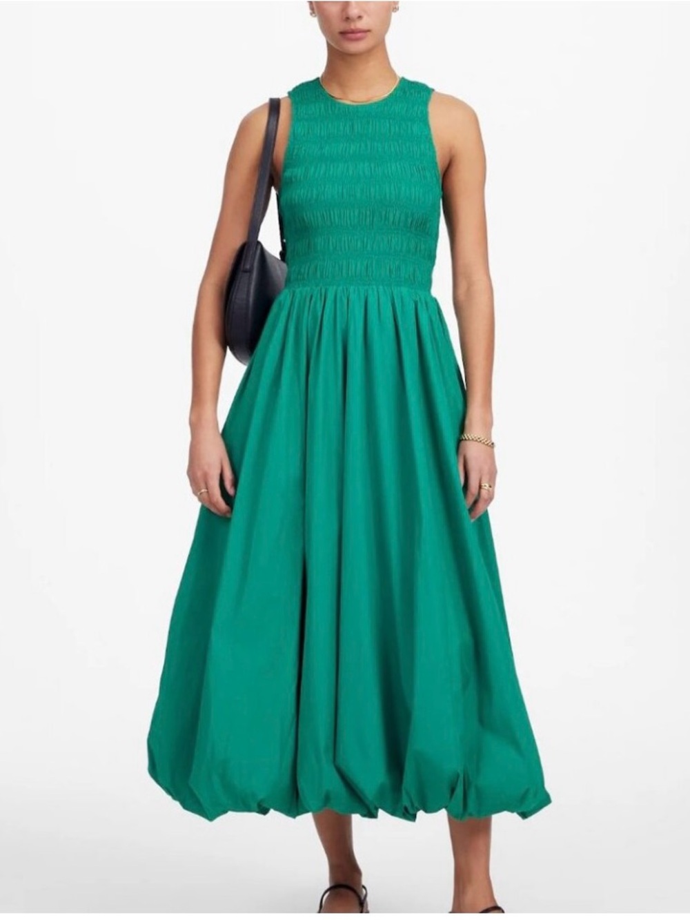 Madewell Emerald Green Bubble Midi Dress Madewell xs